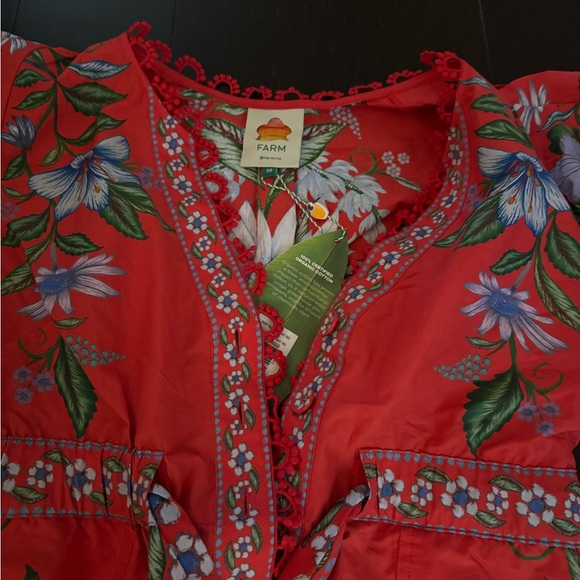 Farm Rio Red Sweet Bloom Bouquet Organic Cotton Romper - Picture 5 of 6